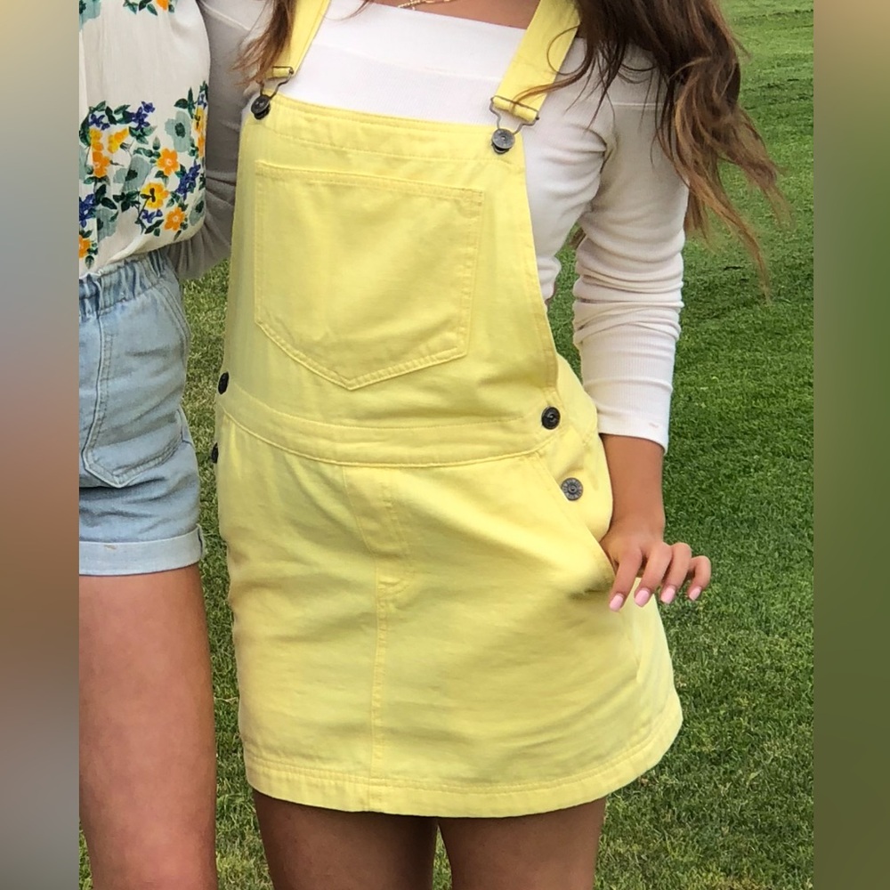 YELLOW BDG SKIRT OVERALLS
